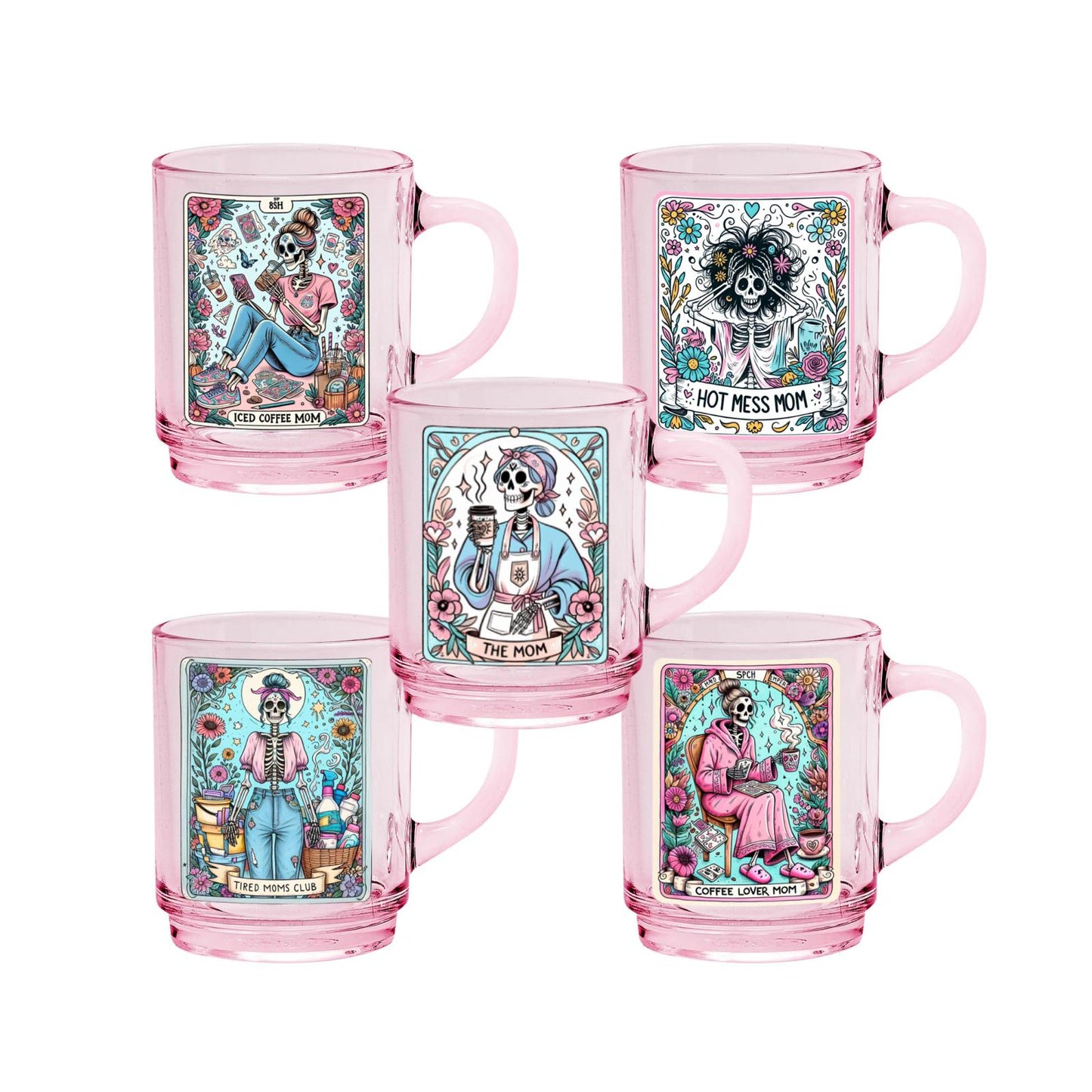 Pink Glass Mug - Tarot Card Mom Designs