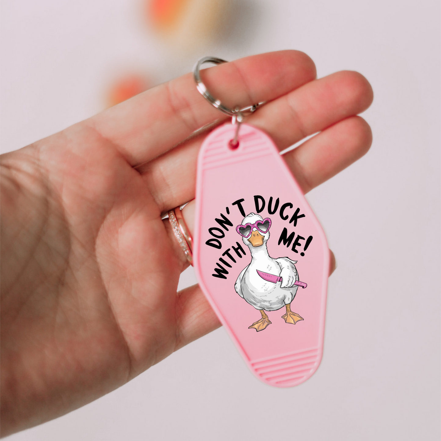 Pink Motel Keyring - Don't Duck With Me