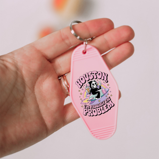 Pink Motel Keyring - Houston I'm Probably The Problem