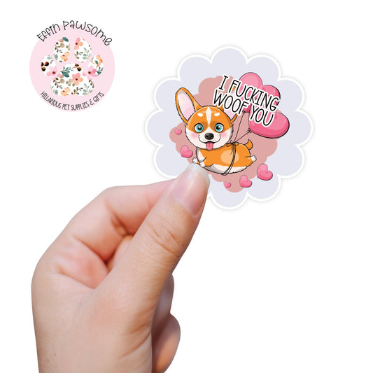 Woof You Sticker | Waterproof Sticker | Journal Sticker | Laptop Decal | Funny Dogs | Water bottle Decal | Dog Vinyl Sticker | Novelty Gift